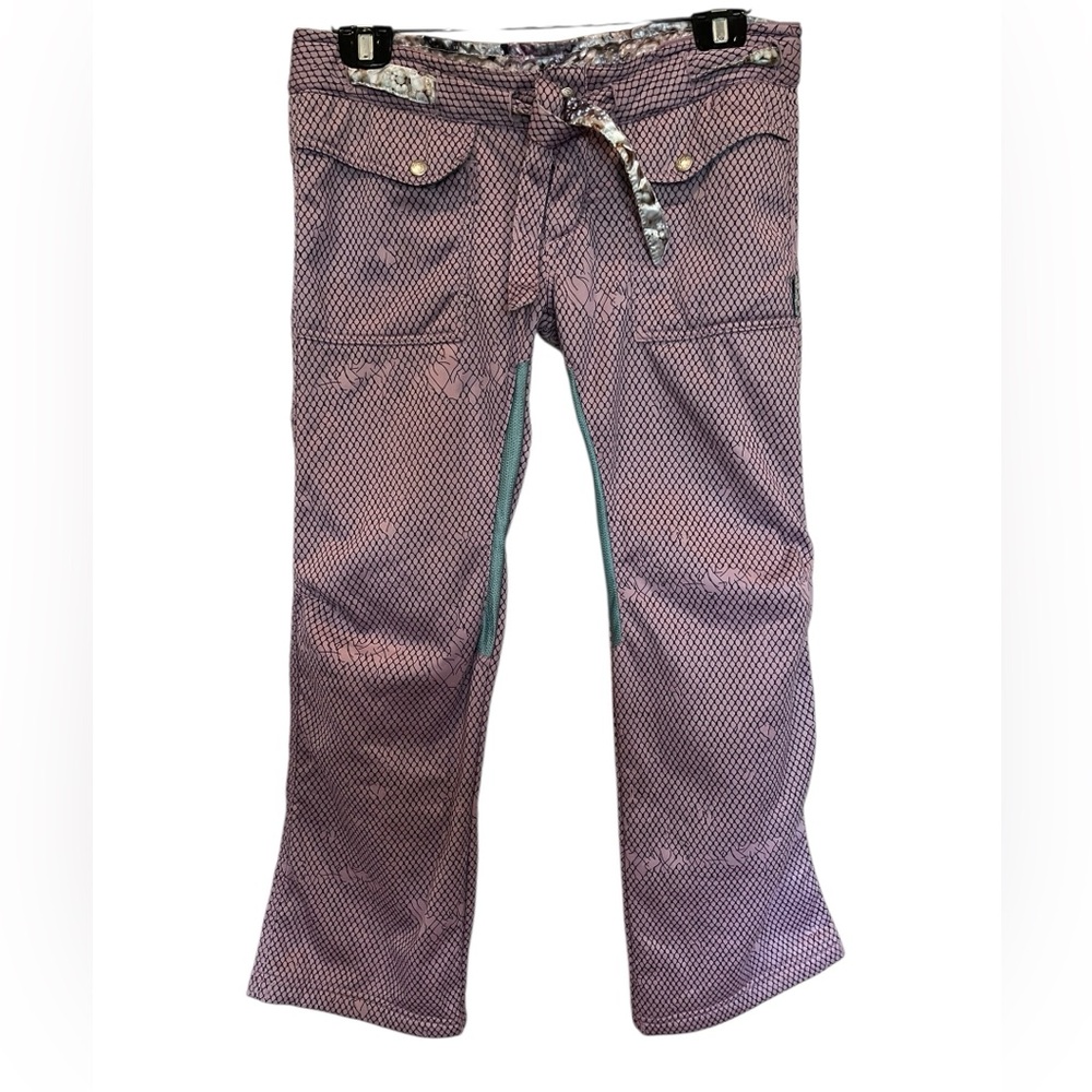 686 Smarty Snow Ski snowboarding pant lavender pattern front patch pockets small